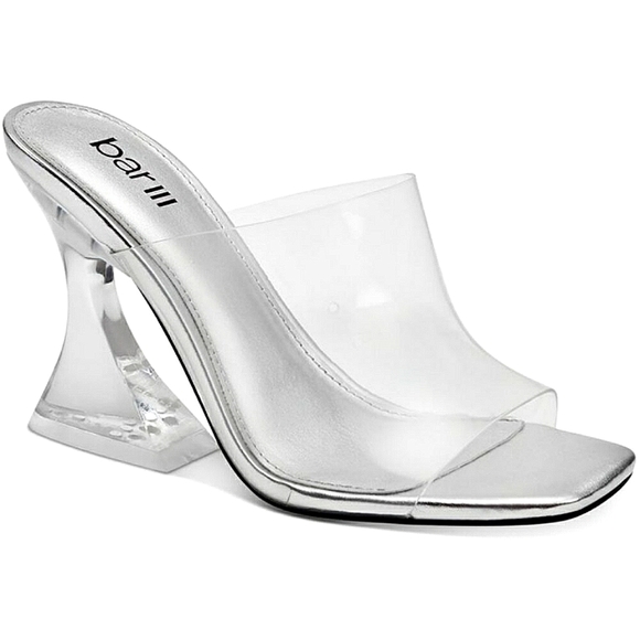 New w/Box Bar III Cherr Clear Vinyl Acrylic Heel Dress Mules/Sandals Size 7.5 - Picture 6 of 7